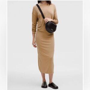 NWT Lululemon Drapey Softsreme Column Midi Skirt on Filbert Tan